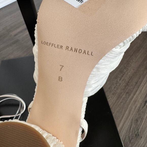 Loeffler Randall Camellia Bow Sandals NEW Pearl Pleated Ankle Wrap Heeled NWT 7 - Picture 8 of 8